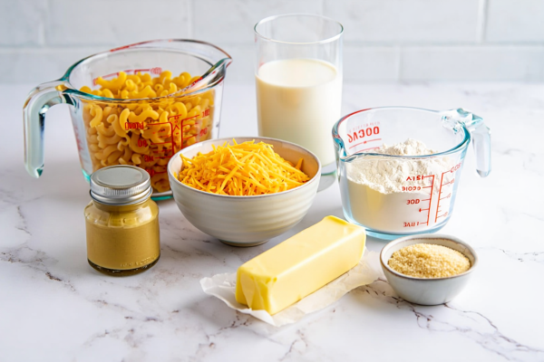Ingredients for Air fryer mac & cheese