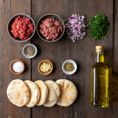 Ingredients for Arayes (Lebanese Meat Stuffed Pita)