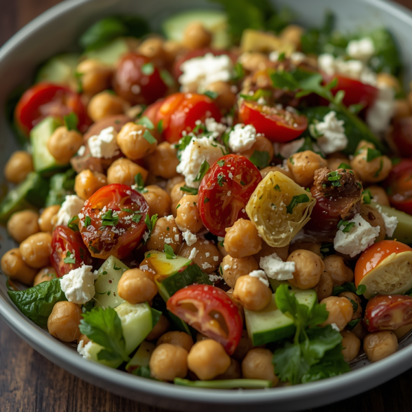 Artichoke, Chickpea & Feta Salad - Mediterranean Salad