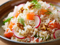 Basmati Rice Salad with Smoked Salmon and Swordfish - Italian Main Course