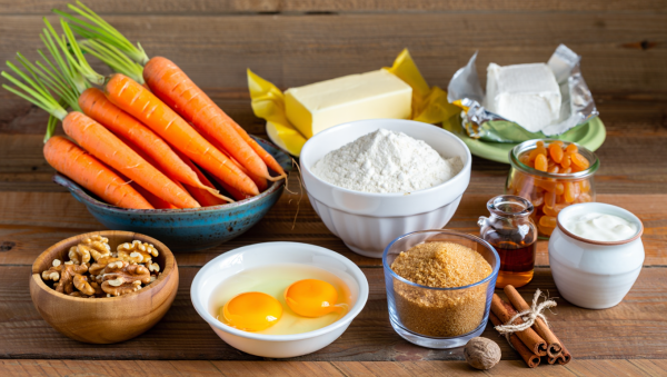 Ingredients for Easy Carrot Cake