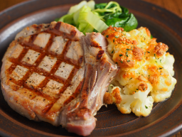 Grilled Pork Chop with Cauliflower Cheese - British Main course