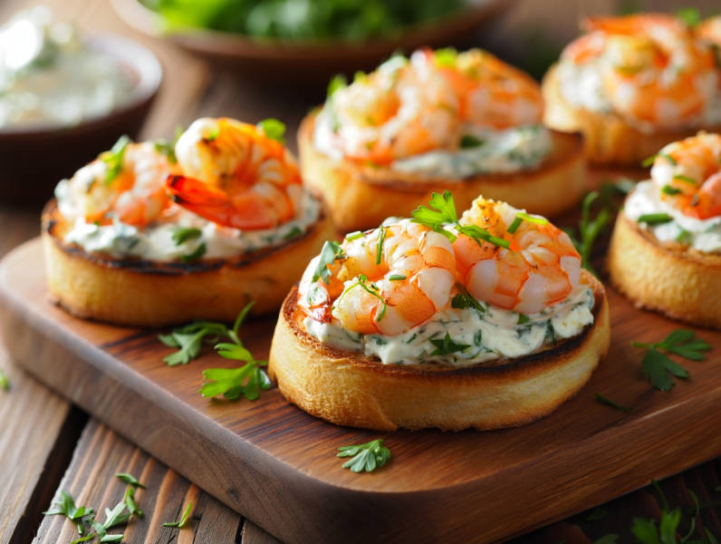 Grilled Shrimp & Herb Cheese Bites - French Appetizer
