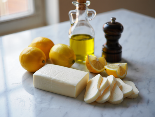 Ingredients for Halloumi Cheese with Lemon