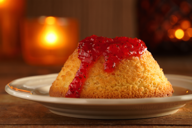 Jam Sponge Pudding - British Desserts