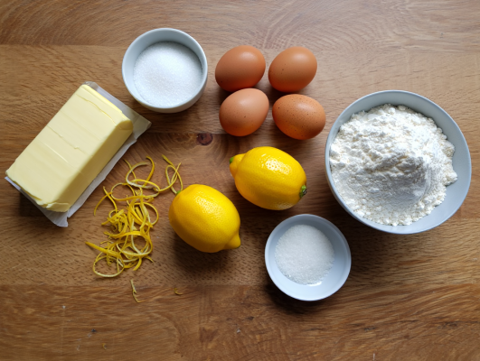 Ingredients for Lemon Drizzle Cake
