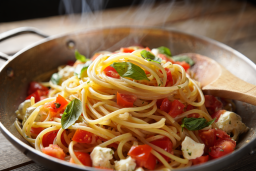 Linguine with Fresh Tomatoes, Mozzarella & Basil - Italian Main Course