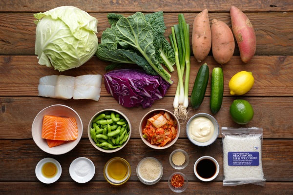Ingredients for Miso Ponzu Poke Bowl