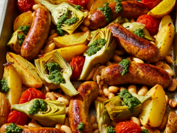 Pesto Sausage Traybake