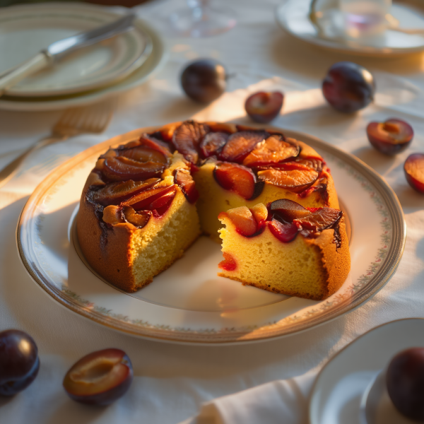 Plum Upside-Down Cake - British Dessert