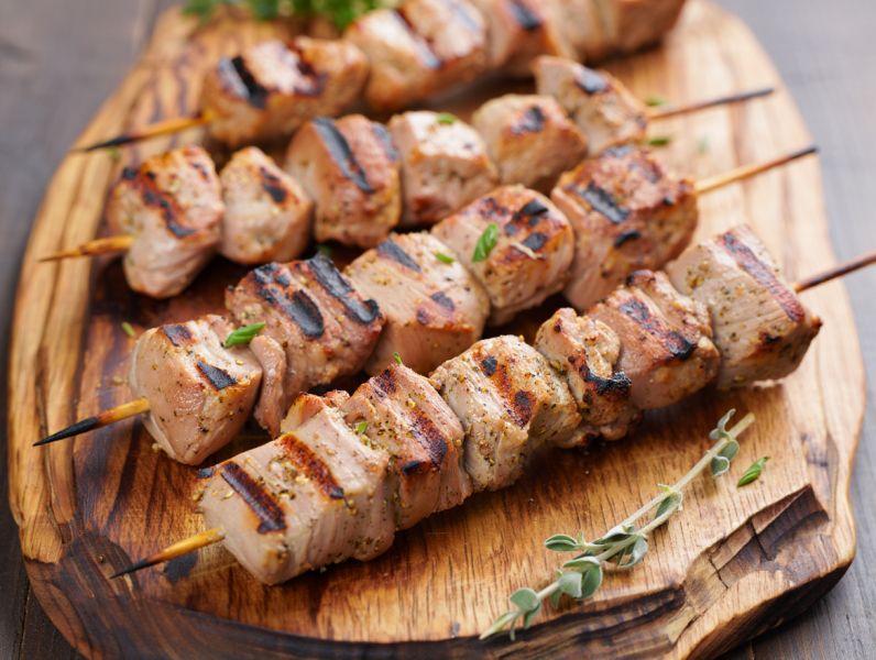 Pork Souvlaki with Oregano - Greek Main course