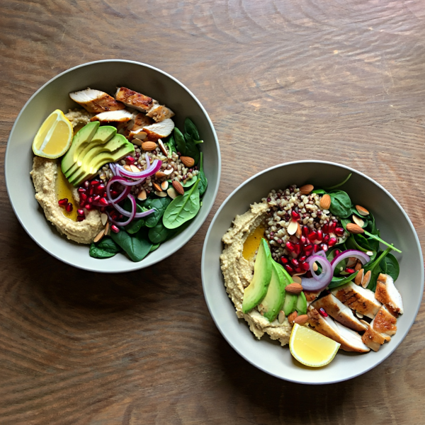 Quick Chicken Hummus Bowl -  Main Dish