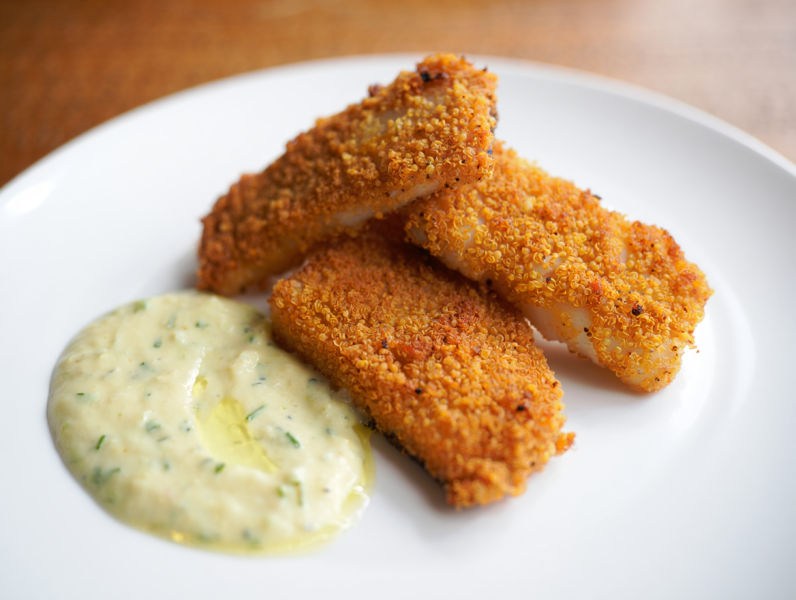 Quinoa Crusted Cod with Tartar Sauce - Italian Main Course