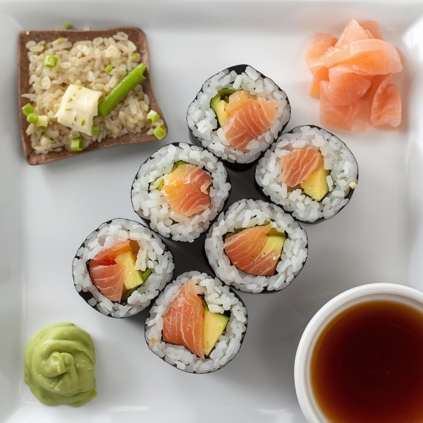 Smoked Salmon & Avocado Sushi - Japanese Appetizer
