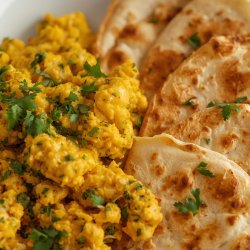 Spicy Scrambled Eggs with Chapatis - Indian Breakfast
