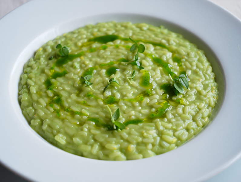 Wasabi Basil Risotto with White Chocolate - Italian Main Course